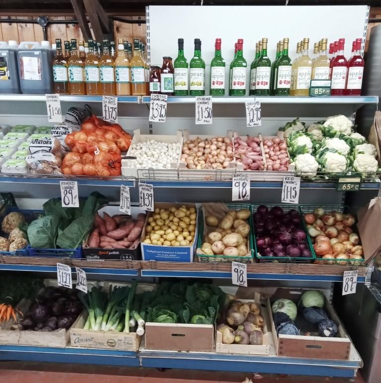 Stancombe Beech Farm Shop vegetable rack